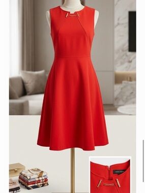 Ivanka Trump Red Sleeveless Fit-and-Flare Dress